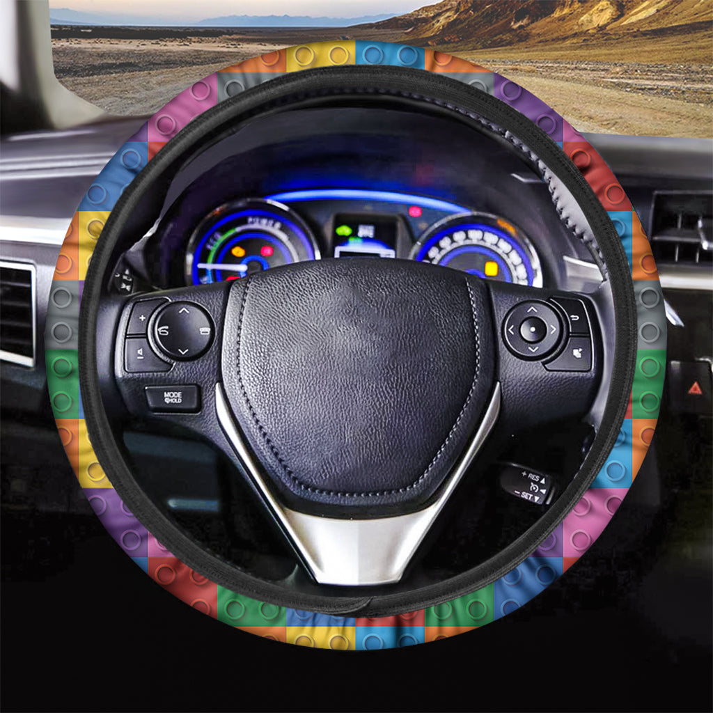 Building Blocks Toy Pattern Print Car Steering Wheel Cover