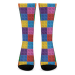 Building Blocks Toy Pattern Print Crew Socks