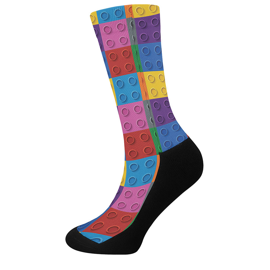 Building Blocks Toy Pattern Print Crew Socks