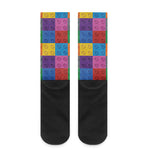 Building Blocks Toy Pattern Print Crew Socks