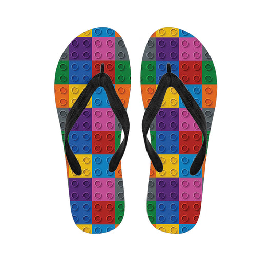 Building Blocks Toy Pattern Print Flip Flops