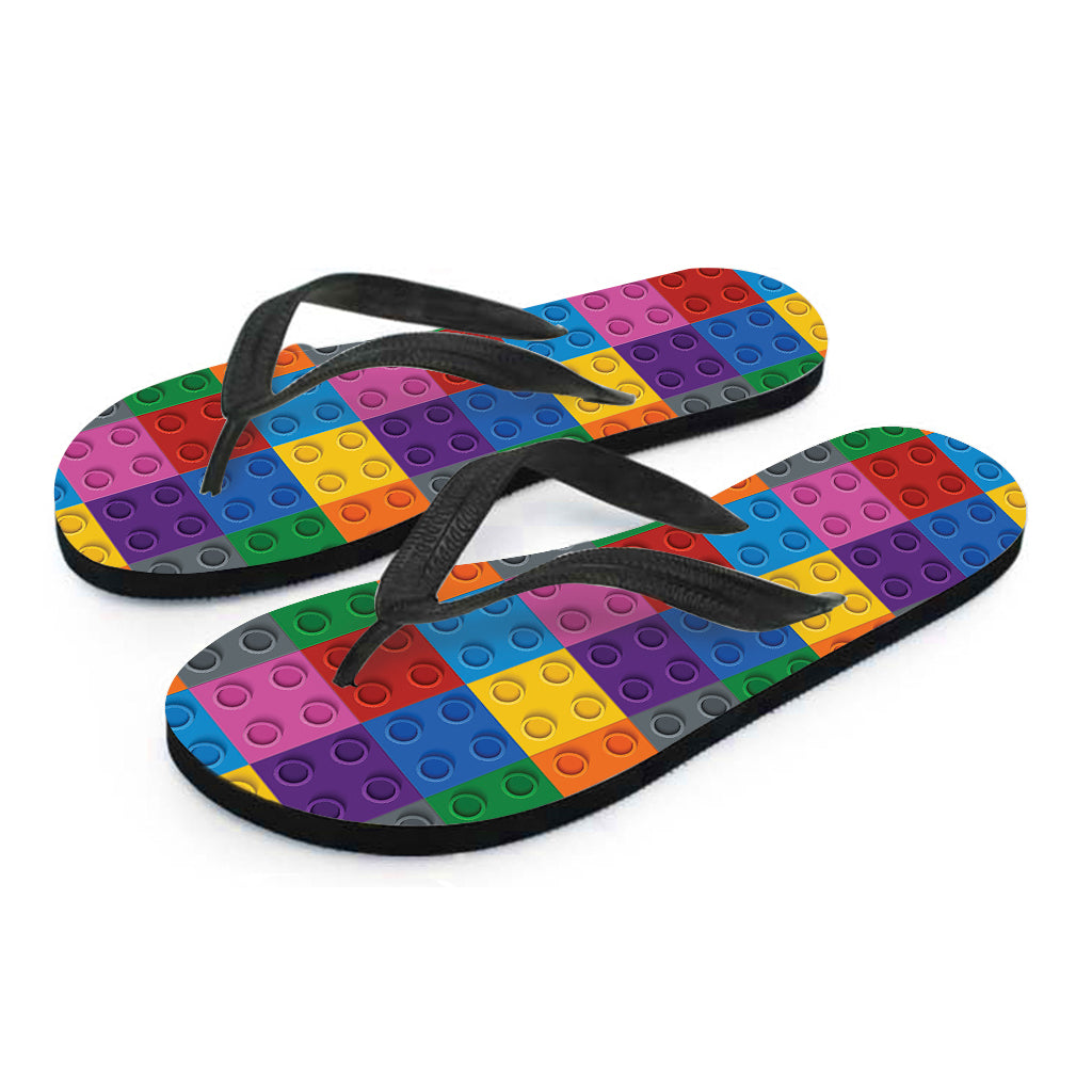 Building Blocks Toy Pattern Print Flip Flops