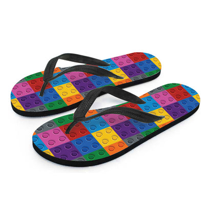 Building Blocks Toy Pattern Print Flip Flops