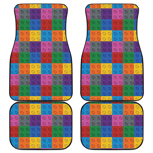Building Blocks Toy Pattern Print Front and Back Car Floor Mats