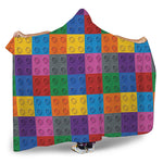 Building Blocks Toy Pattern Print Hooded Blanket