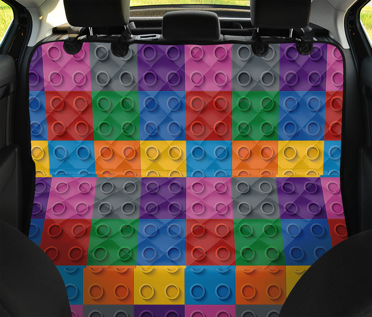 Building Blocks Toy Pattern Print Pet Car Back Seat Cover
