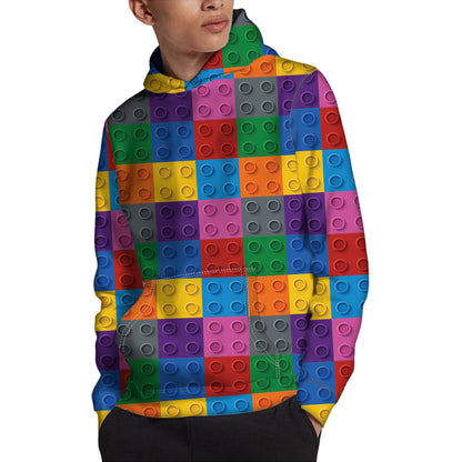 Building Blocks Toy Pattern Print Pullover Hoodie