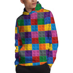 Building Blocks Toy Pattern Print Pullover Hoodie