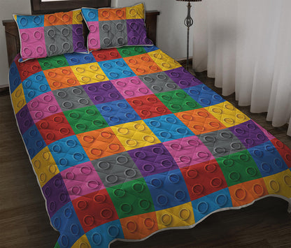 Building Blocks Toy Pattern Print Quilt Bed Set