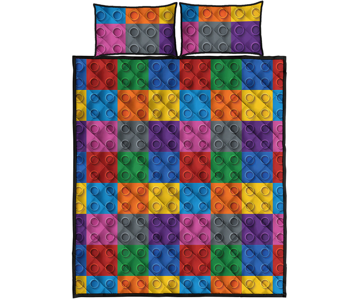 Building Blocks Toy Pattern Print Quilt Bed Set