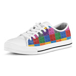 Building Blocks Toy Pattern Print White Low Top Shoes