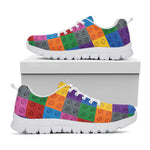 Building Blocks Toy Pattern Print White Sneakers
