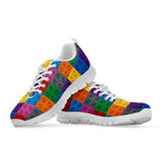 Building Blocks Toy Pattern Print White Sneakers