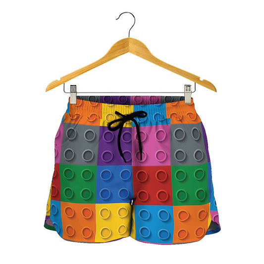 Building Blocks Toy Pattern Print Women's Shorts