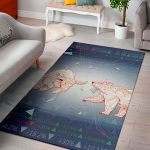 Bull And Bear Stock Market Print Area Rug