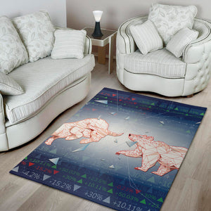 Bull And Bear Stock Market Print Area Rug