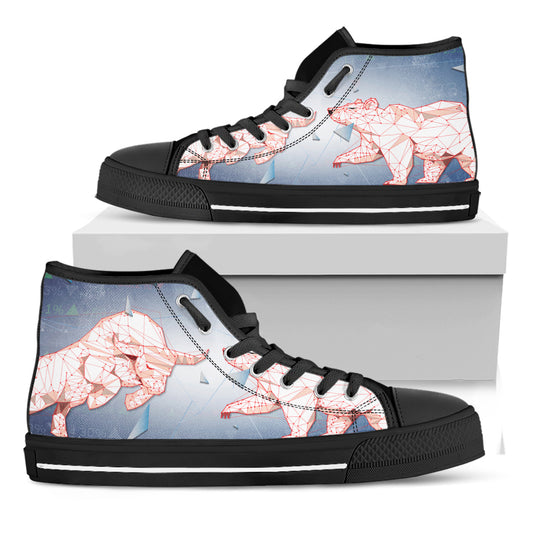 Bull And Bear Stock Market Print Black High Top Shoes
