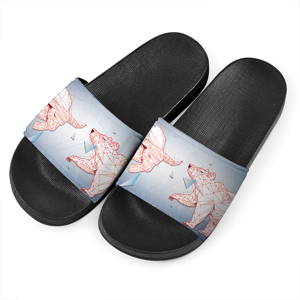 Bull And Bear Stock Market Print Black Slide Sandals