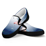 Bull And Bear Stock Market Print Black Slip On Shoes