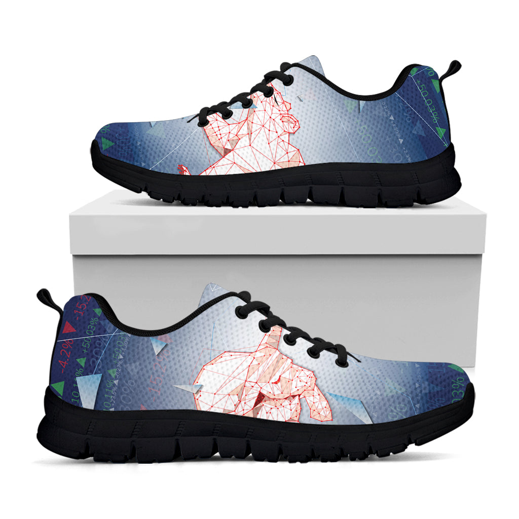 Bull And Bear Stock Market Print Black Sneakers