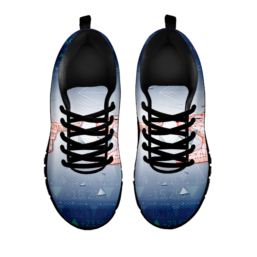 Bull And Bear Stock Market Print Black Sneakers