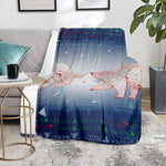 Bull And Bear Stock Market Print Blanket
