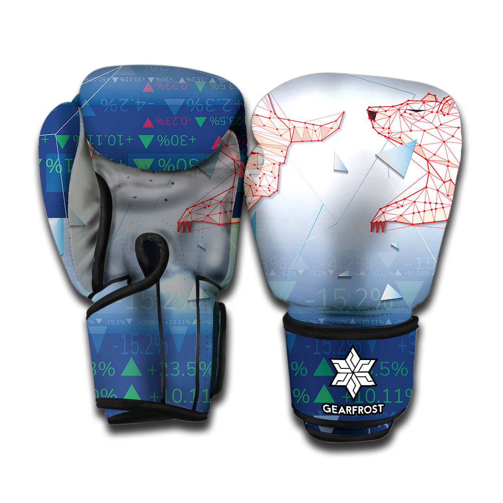 Bull And Bear Stock Market Print Boxing Gloves