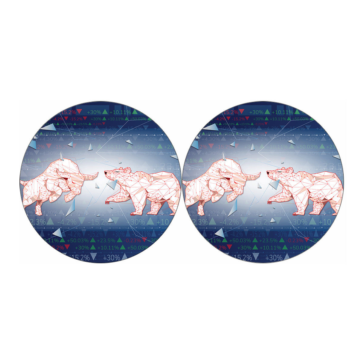 Bull And Bear Stock Market Print Car Coasters