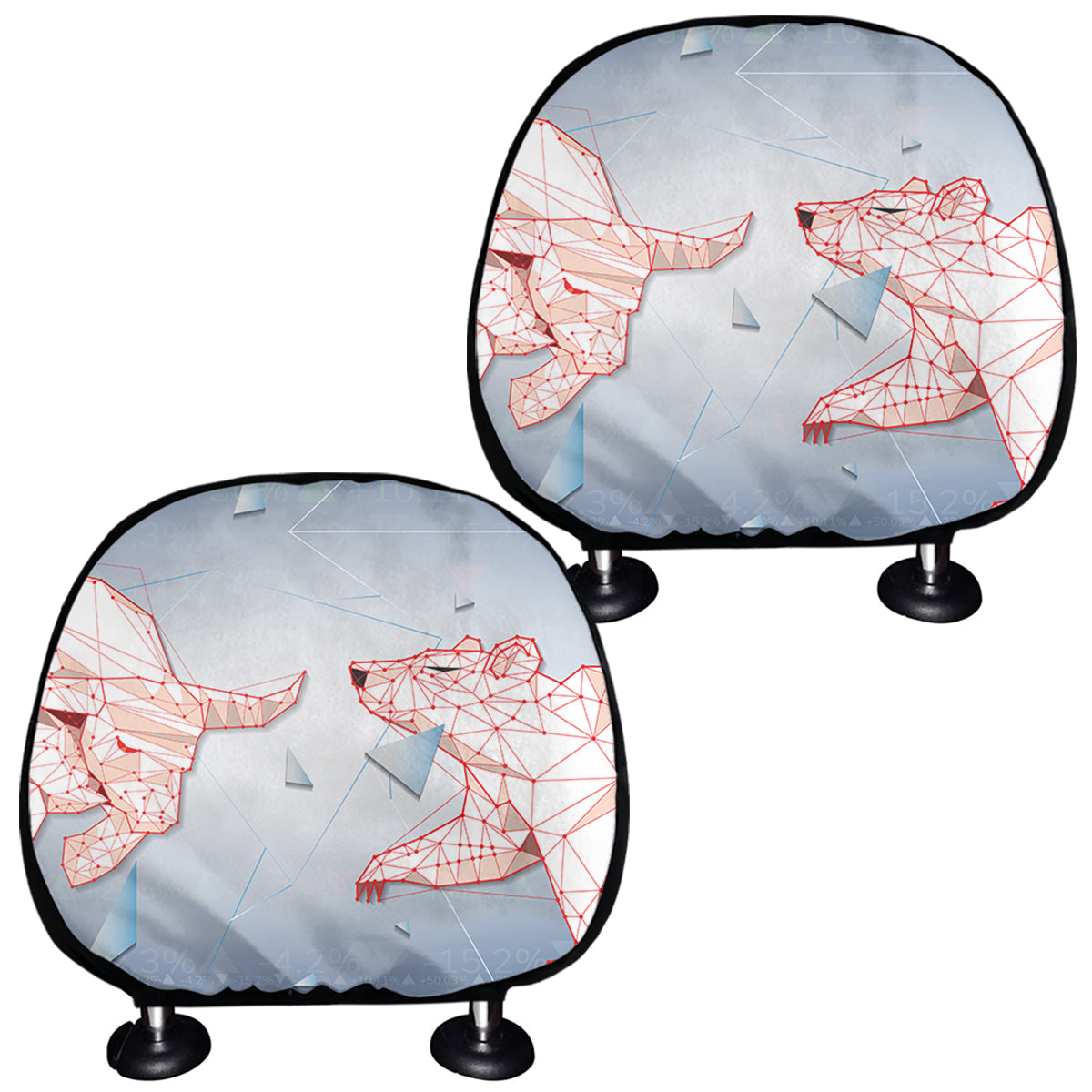 Bull And Bear Stock Market Print Car Headrest Covers
