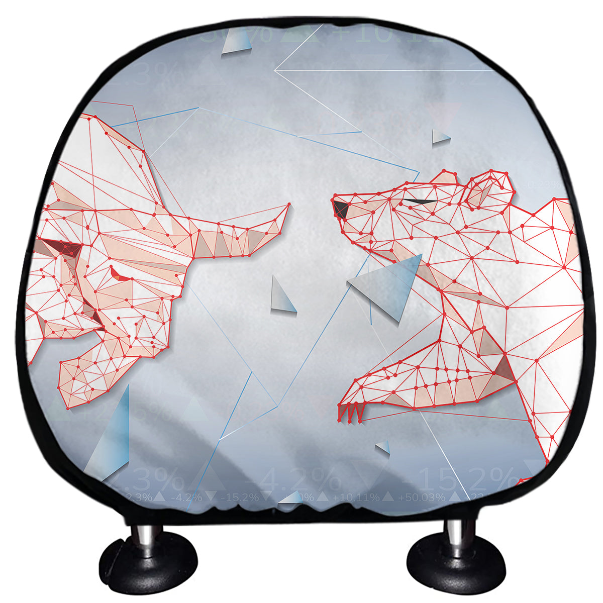 Bull And Bear Stock Market Print Car Headrest Covers