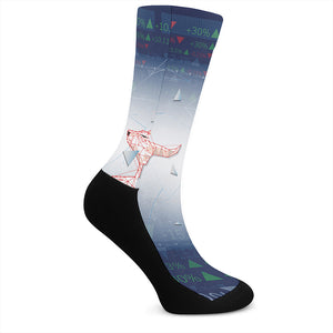 Bull And Bear Stock Market Print Crew Socks