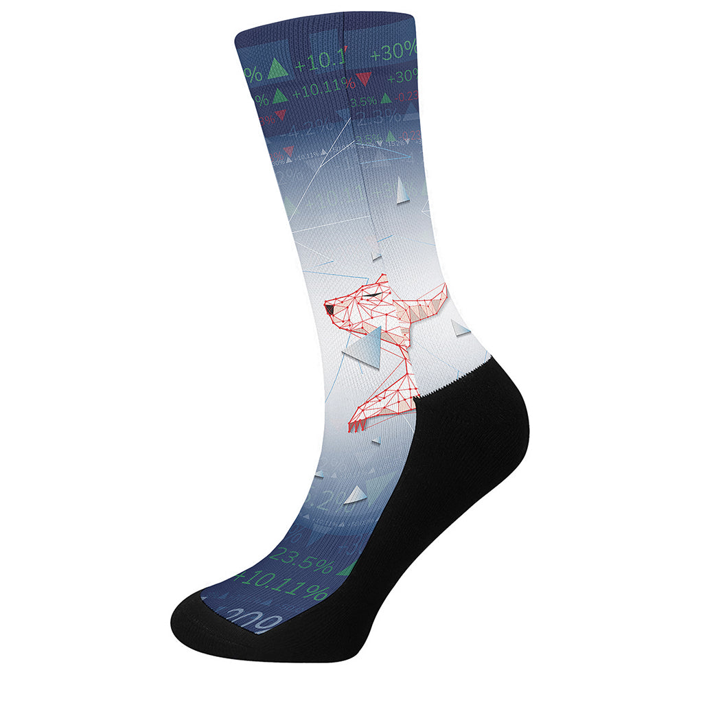 Bull And Bear Stock Market Print Crew Socks