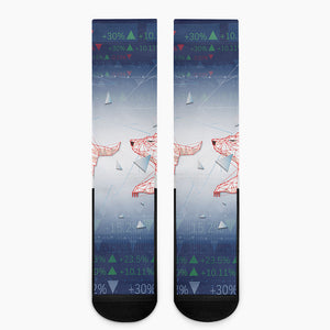 Bull And Bear Stock Market Print Crew Socks