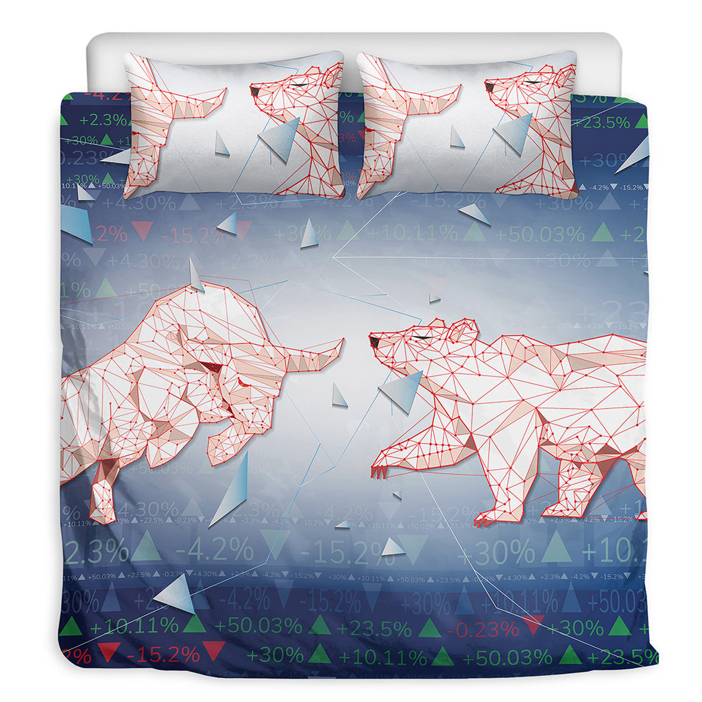 Bull And Bear Stock Market Print Duvet Cover Bedding Set