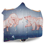 Bull And Bear Stock Market Print Hooded Blanket