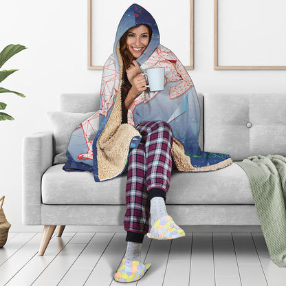 Bull And Bear Stock Market Print Hooded Blanket