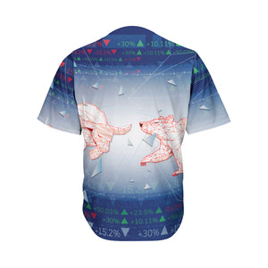 Bull And Bear Stock Market Print Men's Baseball Jersey