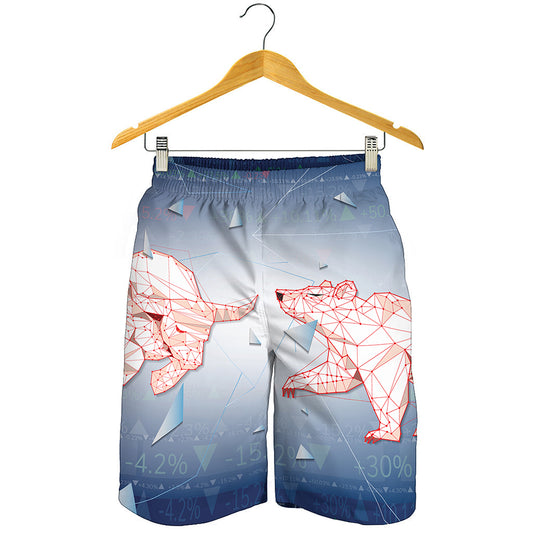 Bull And Bear Stock Market Print Men's Shorts