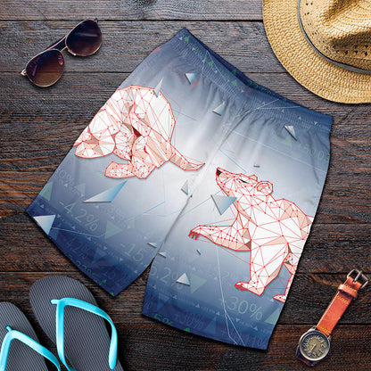 Bull And Bear Stock Market Print Men's Shorts