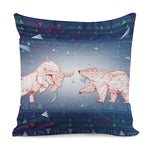 Bull And Bear Stock Market Print Pillow Cover