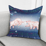 Bull And Bear Stock Market Print Pillow Cover