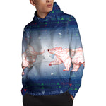 Bull And Bear Stock Market Print Pullover Hoodie