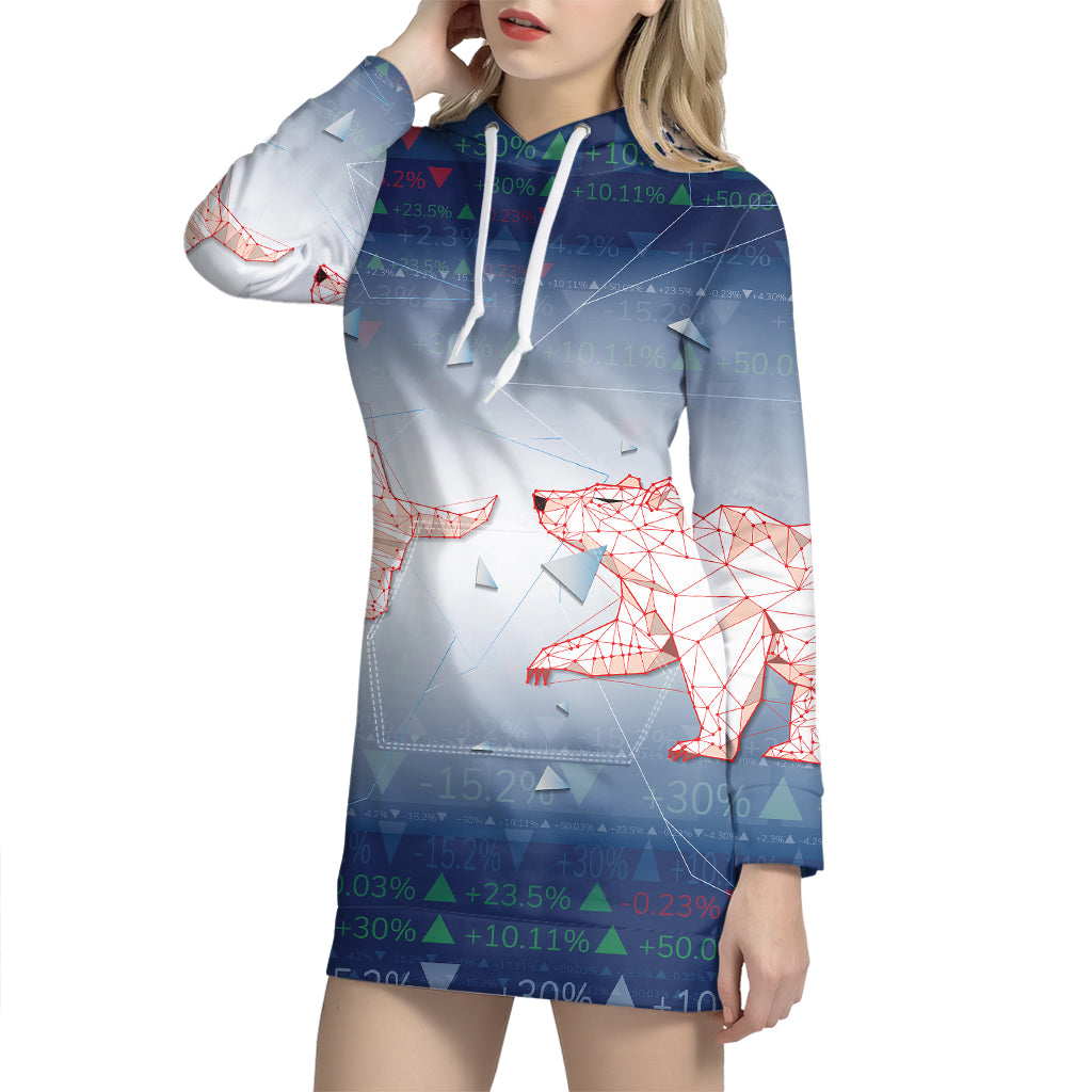 Bull And Bear Stock Market Print Pullover Hoodie Dress