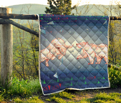 Bull And Bear Stock Market Print Quilt