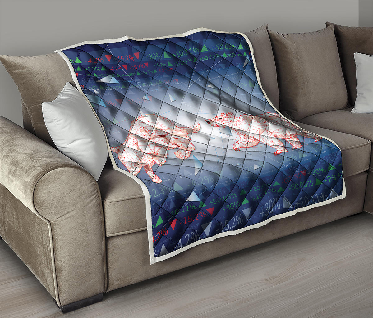 Bull And Bear Stock Market Print Quilt