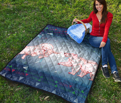 Bull And Bear Stock Market Print Quilt