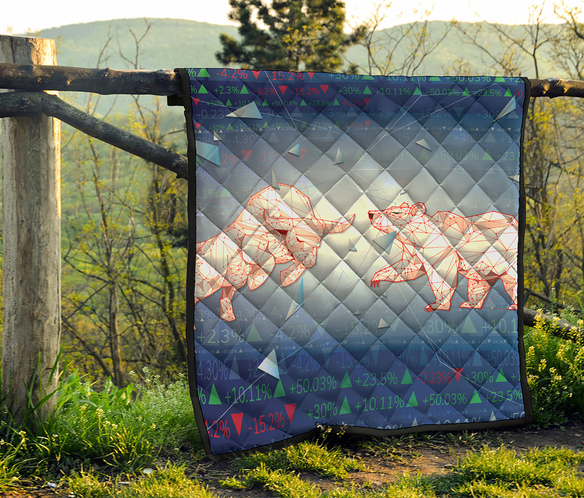 Bull And Bear Stock Market Print Quilt