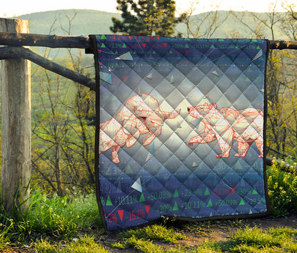 Bull And Bear Stock Market Print Quilt
