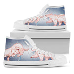Bull And Bear Stock Market Print White High Top Shoes
