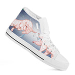 Bull And Bear Stock Market Print White High Top Shoes